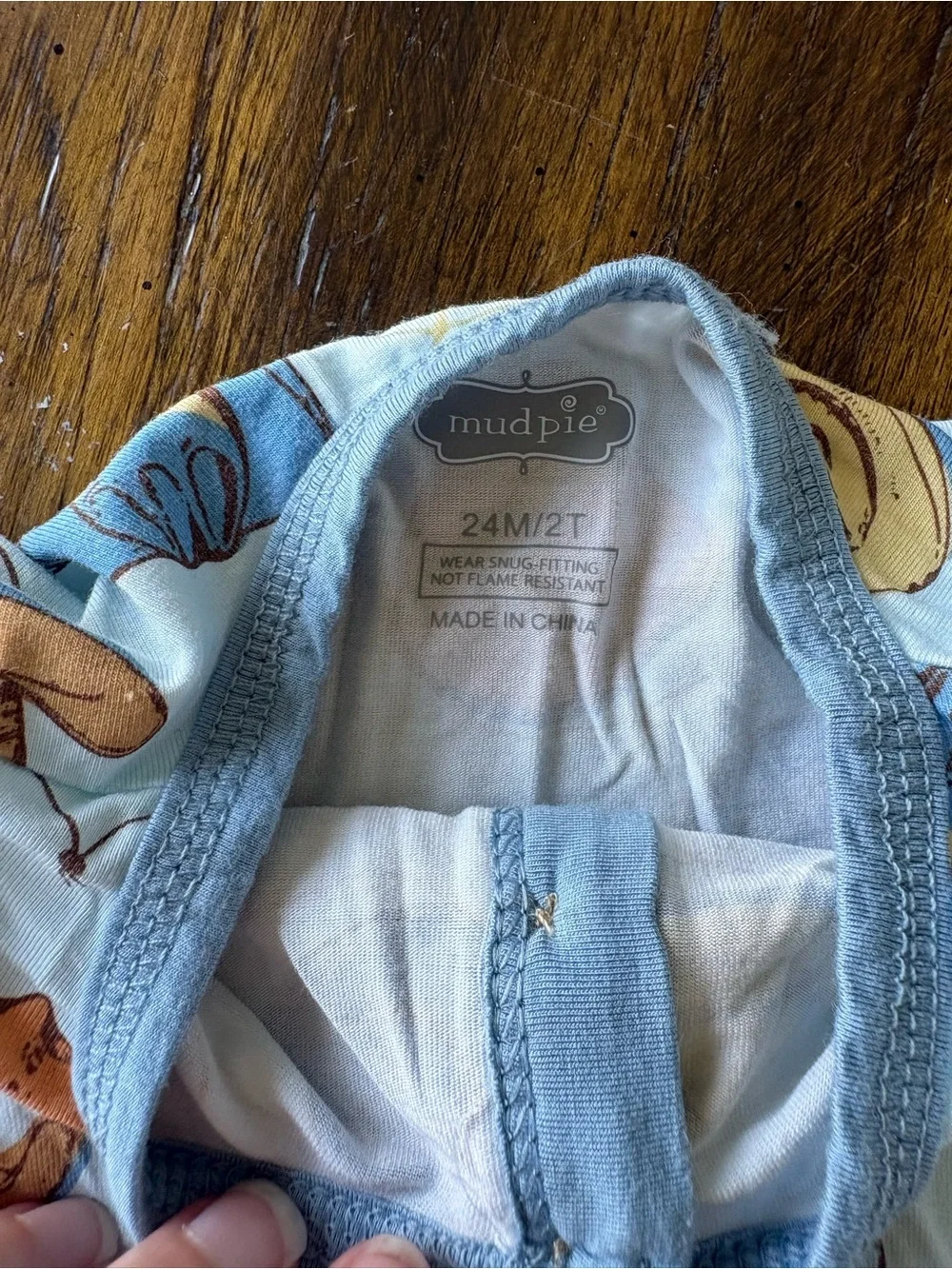 Mud Pie Light Blue Cowboy Hat Pajama Set with Orange and Tan Hats